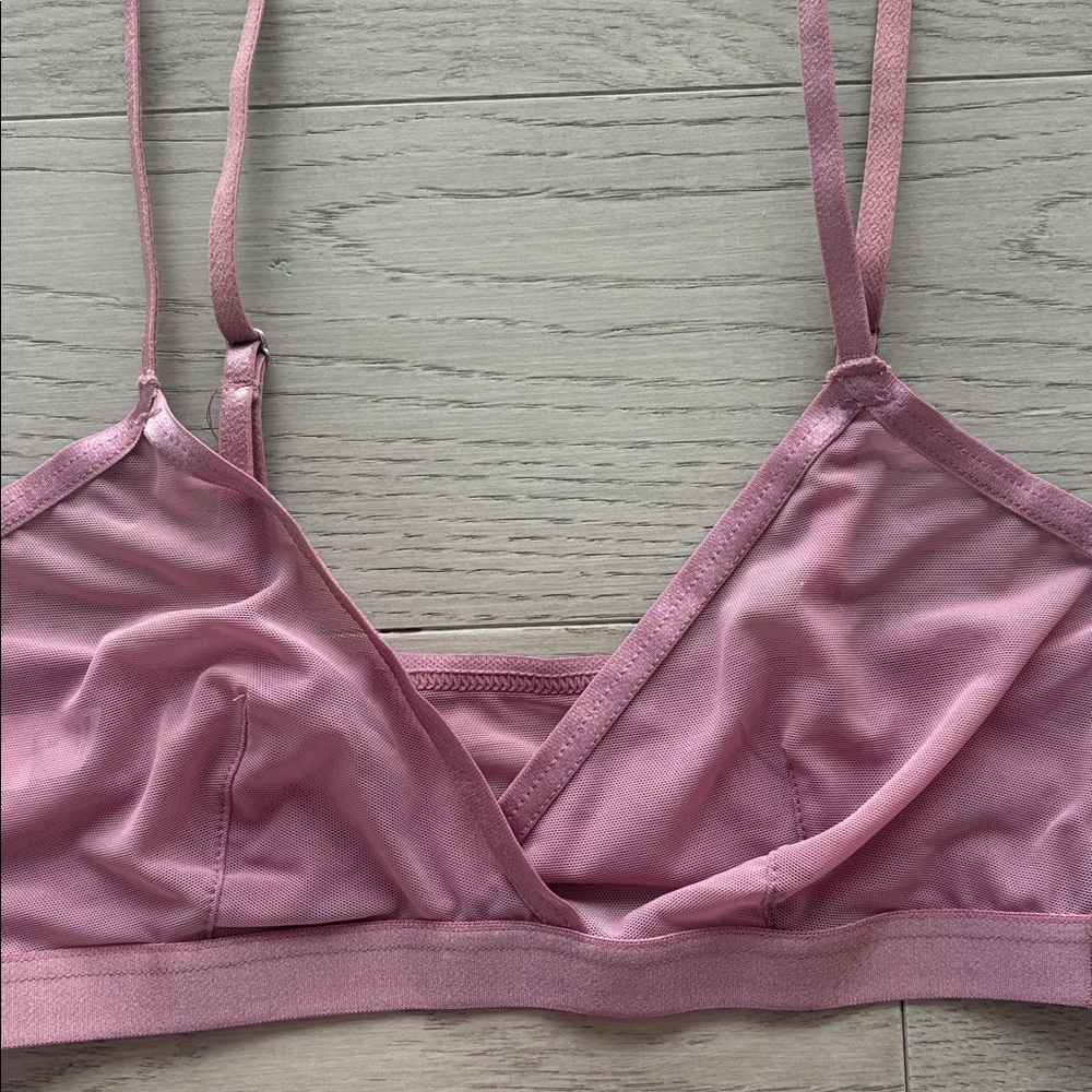 Auden Mesh Unlined Wirefree Bralette Pink Size Medium New NWT